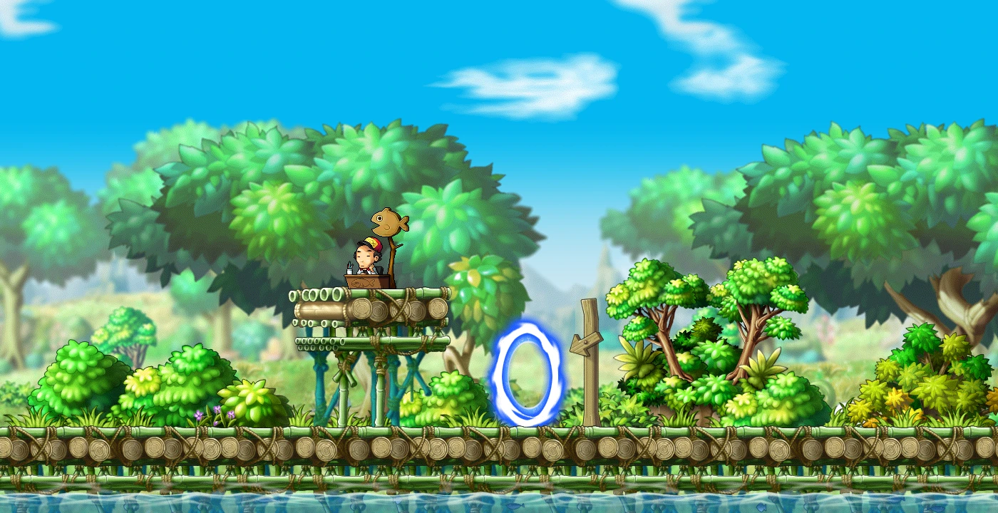 The water and wooden platforms of Fishing Lagoon